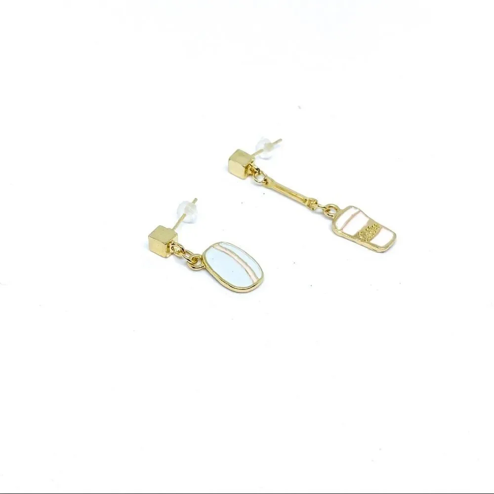 NWT Pastel Enamel Pink Blue Donut Coffee earring